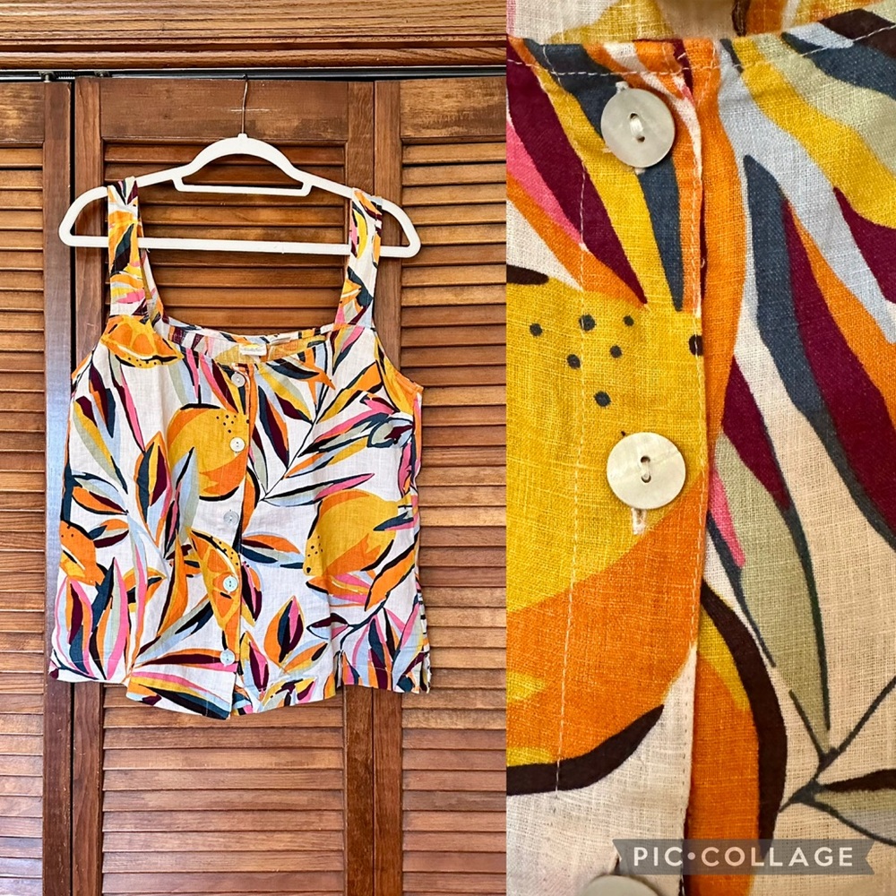 C&C California linen tropical sleeveless top size medium.